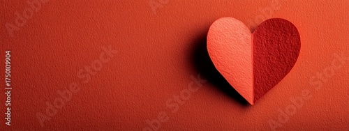 Heart Cutout in Red Paper Creating a Simple yet Striking Design for Celebrati...