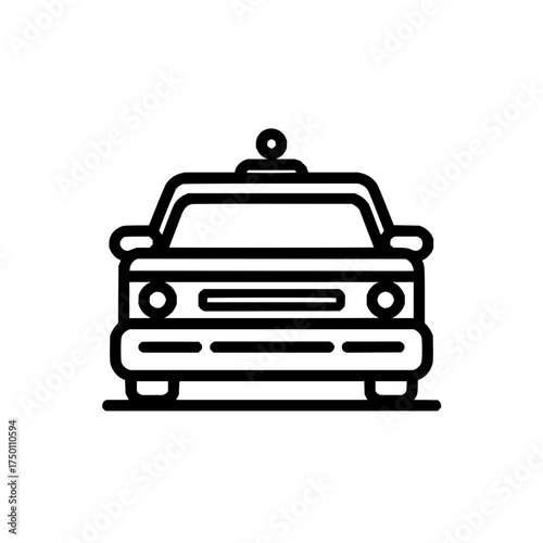 Taxi cab car vehicle transportation service travel auto automobile transport icon design front view line art