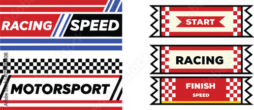 Racing speed motorsport start finish banners vector