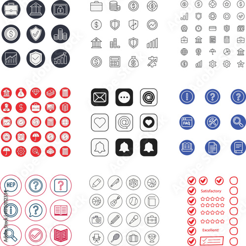 Collection of financial and communication icons finance
