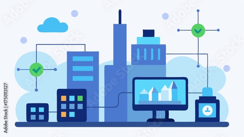 A smart city control center displaying realtime data on energy consumption waste management and traffic flow highlighting the role of technology in sustainable urban planning.