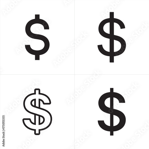 Vector art of four different dollar sign icons