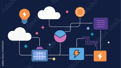 Serverless Computing A graphic depicting serverless functions with cloud icons event triggers and exeion processes represented by flowing lines and light bulbs.