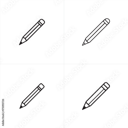 Vector art of four pencil icons, , representing writing, drawing, and creativity