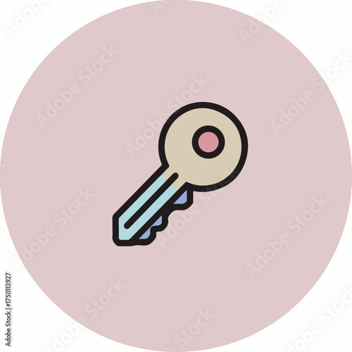 Sleek Key Icon in Soft Colors