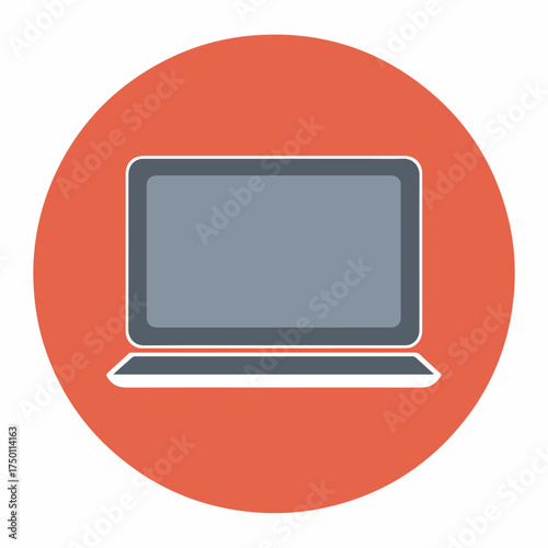 Sleek Laptop Flat Vector Icon Design