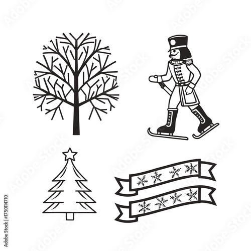 Vintage silhouette collection tree soldier banner flame icons for design projects isolated on transparent background