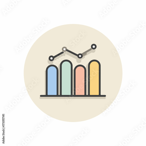 Sleek Line Chart Symbol in Soft Colors