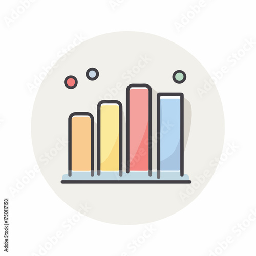 Sleek Line Chart Icon in Pastel Tones