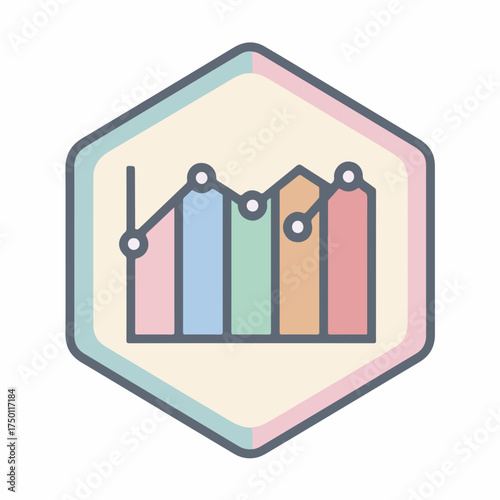 Minimalist Line Chart Icon in Soft Colors