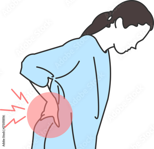 Woman with lower back pain leaning forward representing physical discomfort