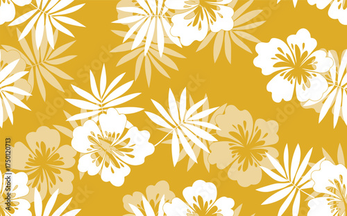 Seamless floral pattern based on traditional folk art ornaments. Colorful flowers on color background. Scandinavian style. Sweden nordic style. Vector illustration. Simple minimalistic pattern.