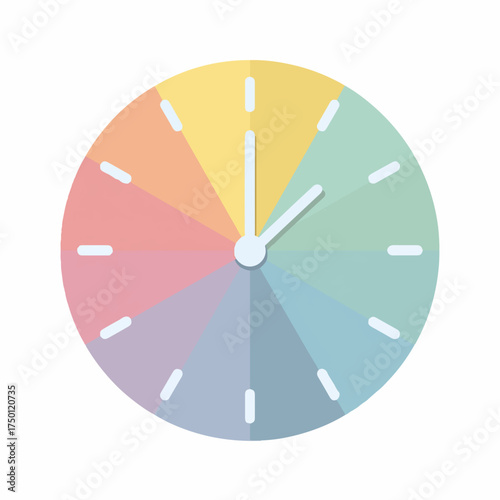 Minimalist Colored Clock Flat Icon Design