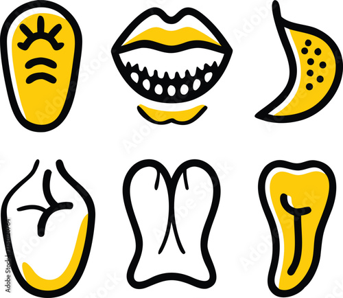 Cartoon teeth and lips vector illustration for a smile design icon