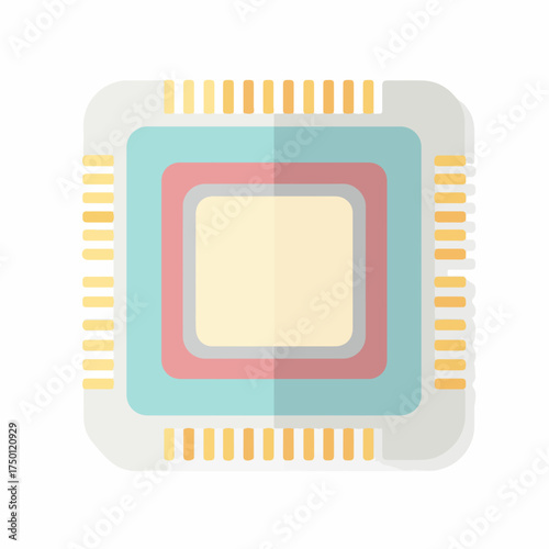 Minimalist CPU Chip Vector Icon Design