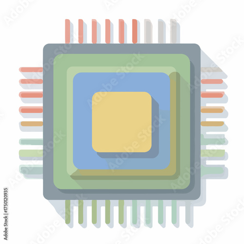 CPU Chip Minimalist Vector Icon Design