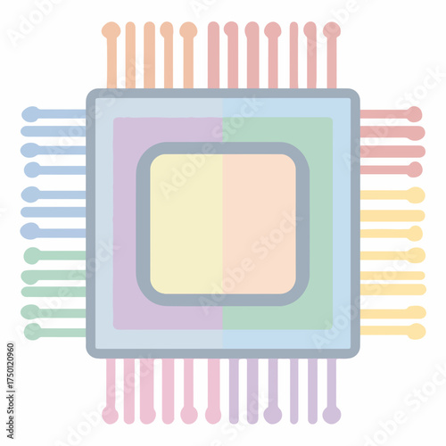 CPU Chip Minimalist Vector Graphic Design