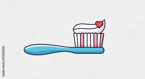 Dental Love Toothbrush with Heart-Shaped Toothpaste for Healthy Smiles