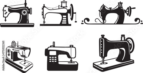 vintage sewing machine vector set design 