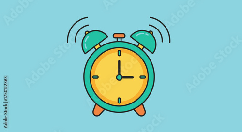 A colorful, cartoon-style illustration of a ringing alarm clock, symbolizing time, wake-up calls, and daily routines