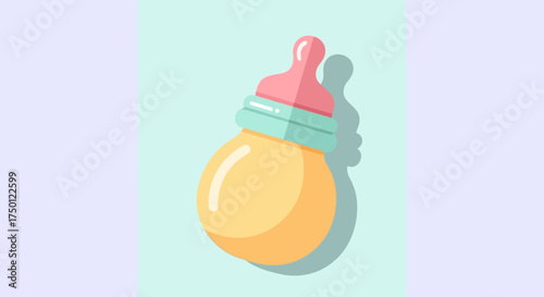 Charming flat illustration of a baby bottle, symbolizing essential nurturing and care for infants. Ideal for designs related to new life, childcare, and parenting