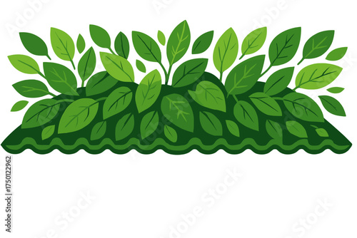 Sukkot - leafy roof band pattern. Green leaves graphic design on white background for nature themes  