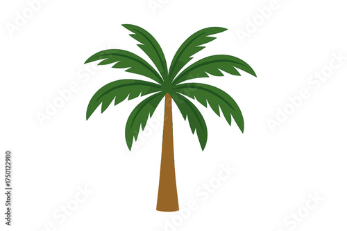 Sukkot - palm trunk and fronds simplified. Tropical palm tree illustration in vibrant green and brown colors  