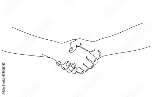 Continuous line drawing of a handshake symbolizing trust and agreement