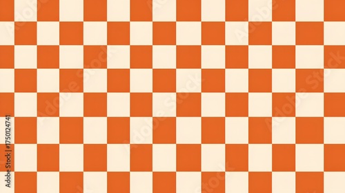 Seamless high-contrast checkerboard pattern in bold orange and cream, featuring a simple, graphic, retro-style background.