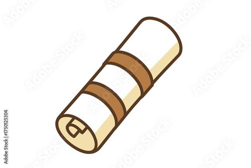 Yom Kippur - Rolled scroll with brown bands on a white background  