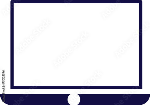 Simple flat design icon of an open laptop with a blank white screen and a dark purple outline