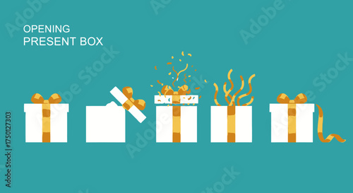 Visualizing The Exciting Process Of Opening A Gift Box With Confetti And Ribbons