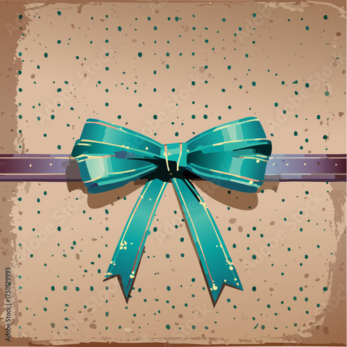 woven burlap ribbon curls — seamless tan texture with blue purple ribbons