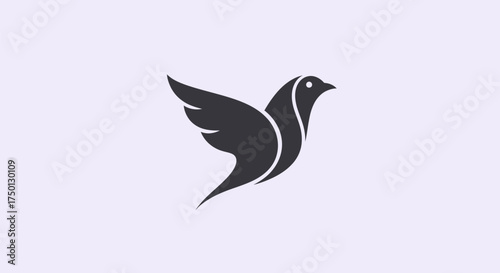 Elegant Silhouette of a Bird in Flight with Graceful Wing.