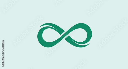 Green Infinity Symbol with Flowing Design on Light Green Background.