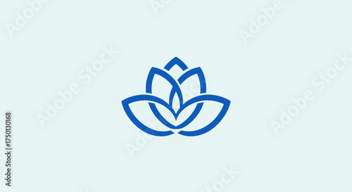 Elegant blue lotus flower logo design representing purity and enlightenment.