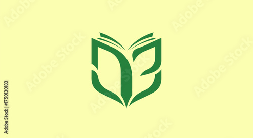 Creative DE letter logo forming an open book shape for education.