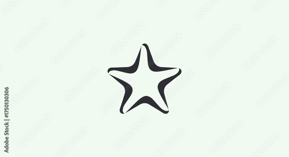 Fototapeta premium Stylized Star Shape with Bold Outline on Pale Background.