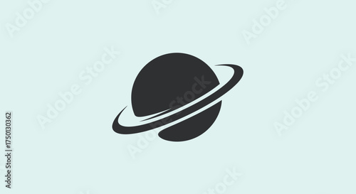 Stylized Planet Icon with Ring Simple Space Exploration Symbol.