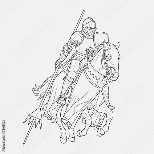Knight on Horseback - Medieval Warrior in Armor.