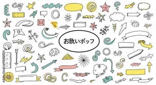 A Collection of Hand Drawn Arrows Bubbles Stars Flowers and Decorative Elements for Design Projects