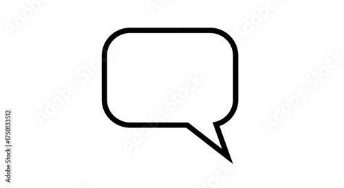 An empty rounded speech bubble icon is presented in black outline on a white background
