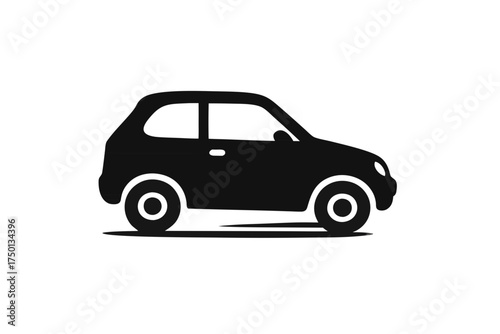 Modern Car Silhouette: Clean black silhouette of a contemporary vehicle, perfect for various applications. Conveying efficiency, simplicity, and a touch of modern design.