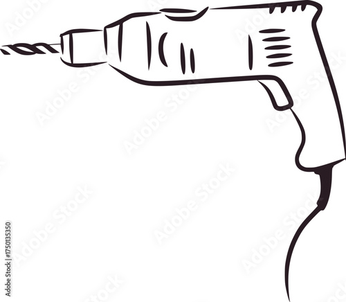 Black and white line drawing of a power drill power tool