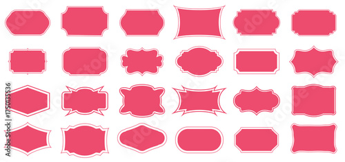 Color frame label set vintage blank ornate badge shapes