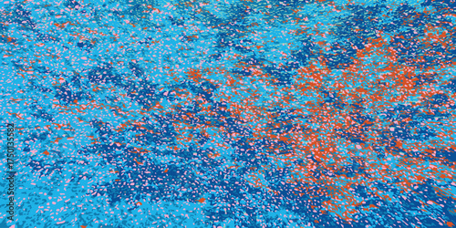 Tropical abstract blue and orange pattern