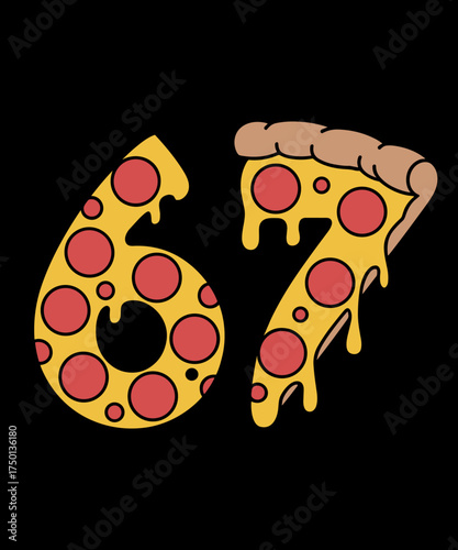 Cuadro en lienzo 67 Pizza Meme Funny Six Seven