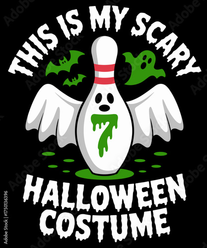 Funny Ghost Bowling League Team 7 Pin Halloween Humor