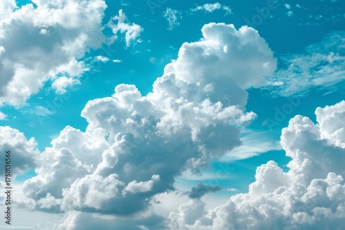 Photo of Toned blue cloudy sky in daytime. Background texture for backdrops or mapping