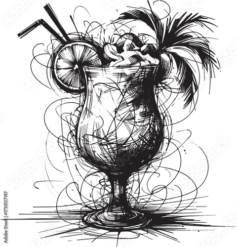 Monochrome expressive ink drawing of a Virgin Pi